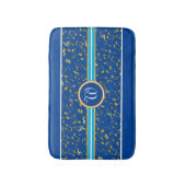 Classy Monogram met Gold Muzieknoten op BLUE Badmat (Voorkant Verticaal)