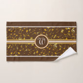Classy Monogram met Gold Muzieknoten op BROWN Bad Handdoek (Handdoek)