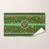 Classy Monogram met Gold-Muzieknoten op GROEN Bad Handdoek (Handdoek)