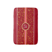 Classy Monogram met Gold-Muzieknoten op RED Badmat (Voorkant Verticaal)
