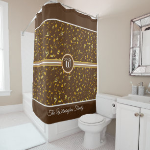 Classy Monogram met gouden Muzieknoten op het BROW Douchegordijn