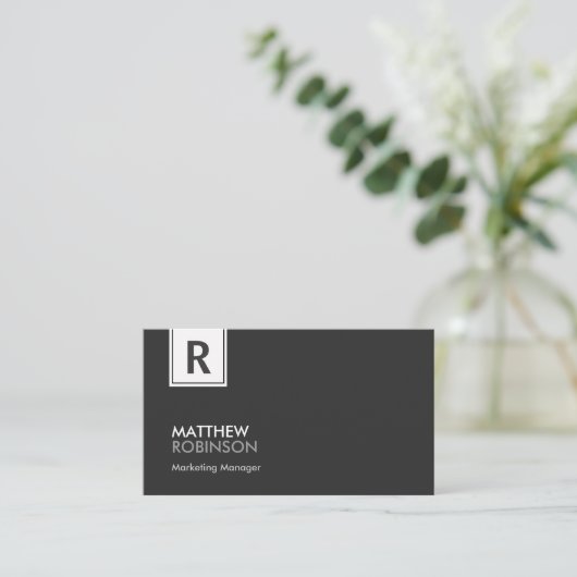 Classy Monogram - Modern Black and White Visitekaartje (Staand voorkant)