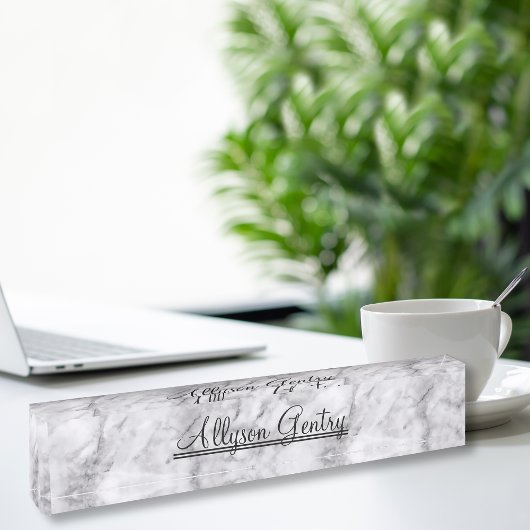 Classy Monogram naam op marmeren blik Naambordje