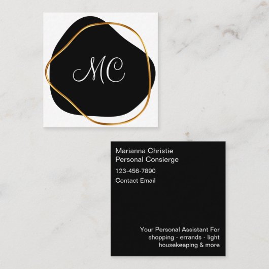 Classy Monogram Personal Concierge Afsprakenkaartje (Voorkant / Achterkant)
