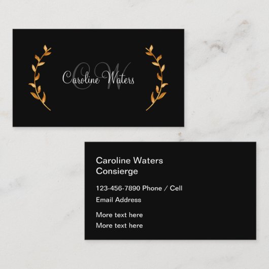 Classy Monogram Personal Concierge Visitekaartje (Voorkant / Achterkant)