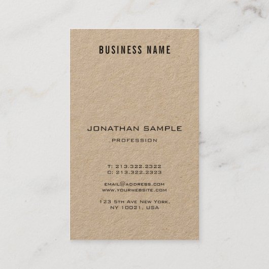 Classy Monogram Premium Kraft Modern Verticaal Chi Visitekaartje (Achterkant)