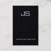 Classy Monogram Premium - zwart - verticaal modern Visitekaartje (Voorkant)