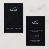 Classy Monogram Premium - zwart - verticaal modern Visitekaartje (Voorkant / Achterkant)