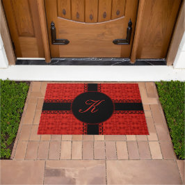Classy Monogram Red en Black Pattern Deurmat