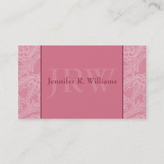 Classy Monogram Roze Visitekaartje (Voorkant)
