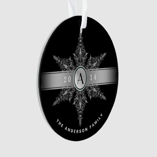 Classy Monogram Snowflake kerstversiering Ornament (voorkant)