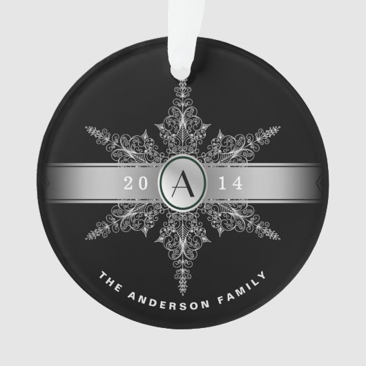 Classy Monogram Snowflake kerstversiering Ornament (voorkant)