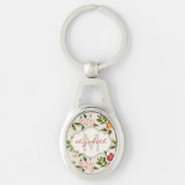 Classy Monogram Victoriaans bloemen Sleutelhanger (Voorkant)