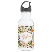 Classy Monogram  Victoriaans bloemen Waterfles (Voorkant)