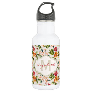 Classy Monogram  Victoriaans bloemen Waterfles