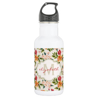 Classy Monogram  Victoriaans bloemen Waterfles