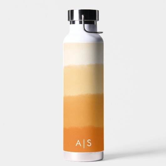 Classy monogram Waterverf pompoen Sinaasappel Ombr Waterfles (Links)