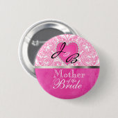 Classy Monogram Wedding Party - Roze Heart Ronde Button 5,7 Cm (Voorkant /achterkant)