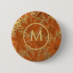 Classy Monogrammed Gold Sparkle Ronde Button 5,7 Cm