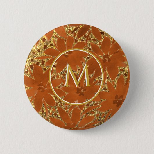 Classy Monogrammed Gold Sparkle Ronde Button 5,7 Cm (Voorkant)