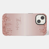Classy Monogrammed Roos Gold Dripped Glitter iPhone Hoesje (Achterkant horizontaal)