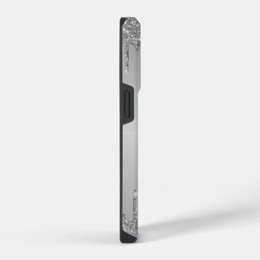 Classy Monogrammed Silver Dripped Glitter iPhone Hoesje (Rechterkant)