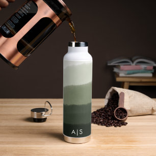 Classy Monogrammed Waterverf Oerwoud Groen Ombre Waterfles