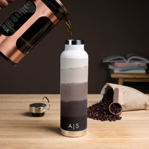 Classy Monogrammed Waterverf Walnut Brown Ombre Waterfles