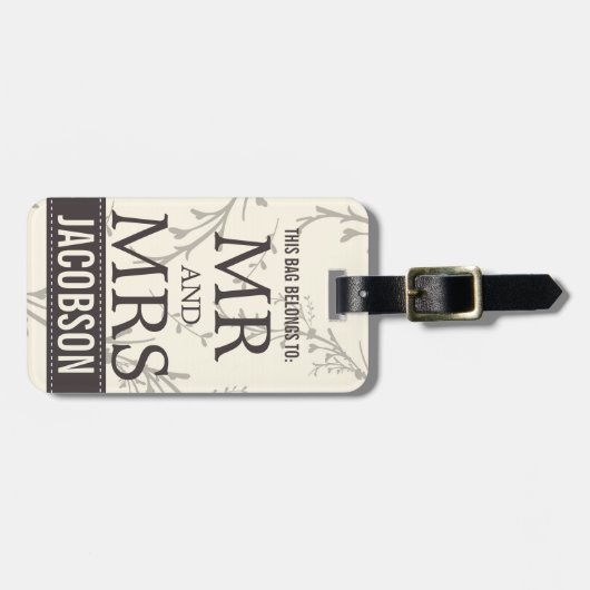 Classy Mr. en Mrs. Personalized Bagagelabel (Voorkant horizontaal)