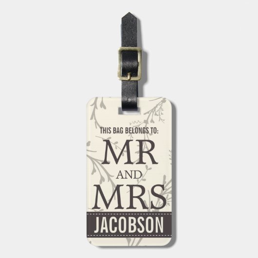 Classy Mr. en Mrs. Personalized Bagagelabel (Voorkant verticaal)