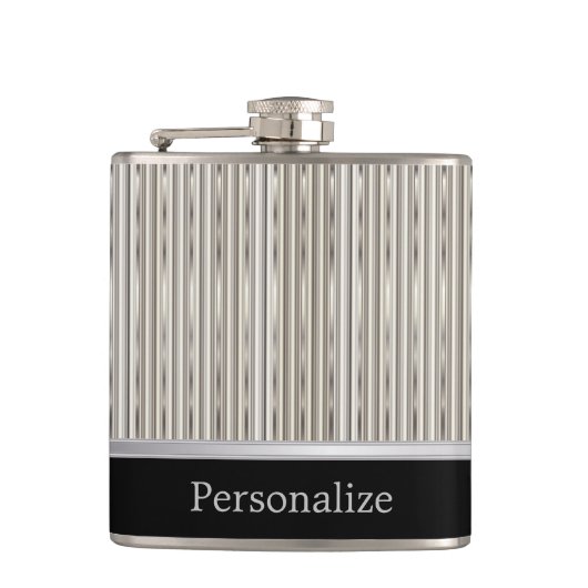 Classy Multi Silver Strip Design Heupfles (Voorkant)