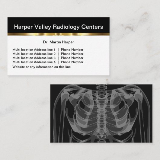 Classy Multiple Location Radiology Medical Visitekaartje (Voorkant / Achterkant)