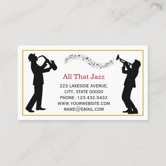 Classy Music Jazz Teacher Black Silhouettes Visitekaartje (Achterkant)