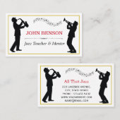 Classy Music Jazz Teacher Black Silhouettes Visitekaartje (Voorkant / Achterkant)