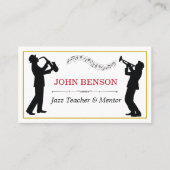 Classy Music Jazz Teacher Black Silhouettes Visitekaartje (Voorkant)