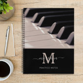 Classy Music Practice Piano Keys Monogram Notitieboek