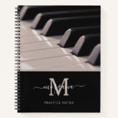 Classy Music Practice Piano Keys Monogram Notitieboek (Voorkant)