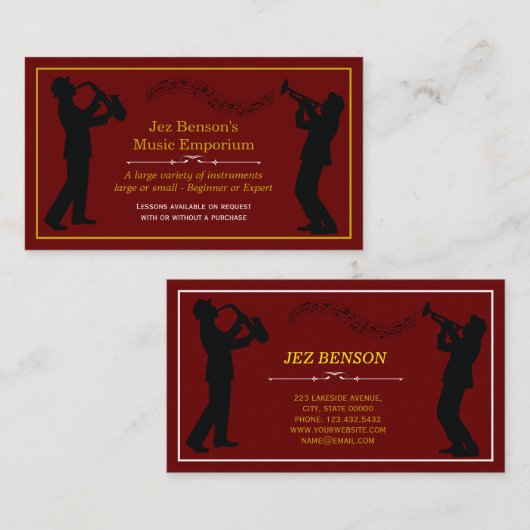 Classy Music Store Gold Silhouettes Visitekaartje (Voorkant / Achterkant)
