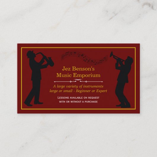 Classy Music Store Gold Silhouettes Visitekaartje (Voorkant)