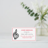 Classy Music Teacher Black Treble Clef met Notes Visitekaartje (Staand voorkant)
