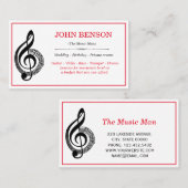 Classy Music Teacher Black Treble Clef met Notes Visitekaartje (Voorkant / Achterkant)