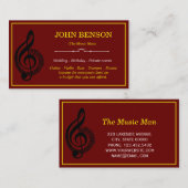 Classy Music Teacher White Treble Clef met Notes Visitekaartje (Voorkant / Achterkant)