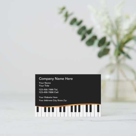 Classy Music Visitekaartjes Piano Theme (Staand voorkant)