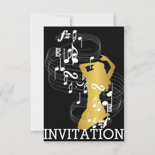 Classy Musical Dance Cabaret Vip Girl Invitation Kaart (Voorkant)