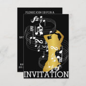 Classy Musical Dance Cabaret Vip Girl Invitation Kaart (Voorkant / Achterkant)