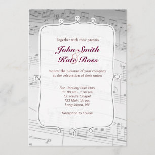 Classy Muzieknoten Wedding Invitation Kaart
