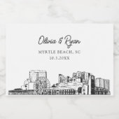 Classy Myrtle Beach bruiloft gunst aangepaste mini Sparkling Wijnetiket (Enkel label)