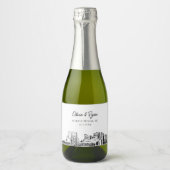 Classy Myrtle Beach bruiloft gunst aangepaste mini Sparkling Wijnetiket (Voorkant)