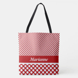 Classy Named Red & White Polka Dot Canvas tas