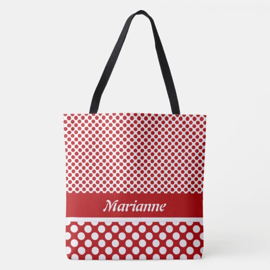 Classy Named Red & White Polka Dot Canvas tas (Voorkant)
